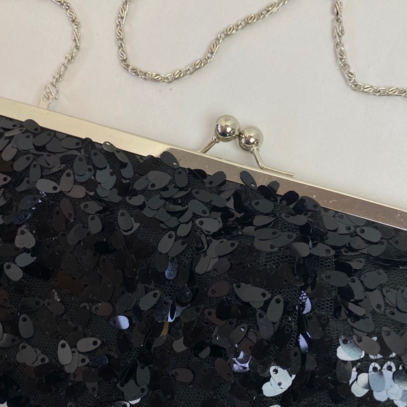 Glitzy Formal Black Sequin Clutch / Purse / Bag - Picture 3 of 4